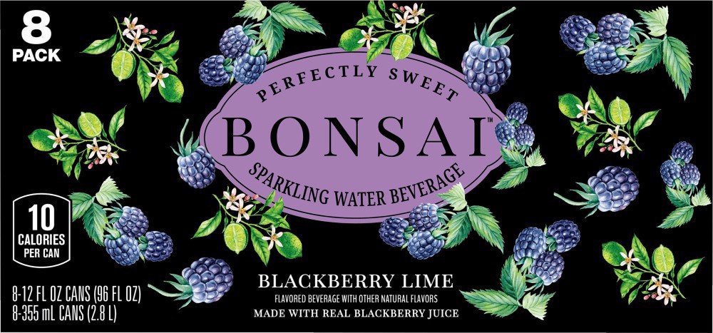 slide 5 of 5, Bonsai Blackberry Lime Sweetened Sparkling Water, 12 fl oz cans, 8 pack, 8 ct; 12 fl oz