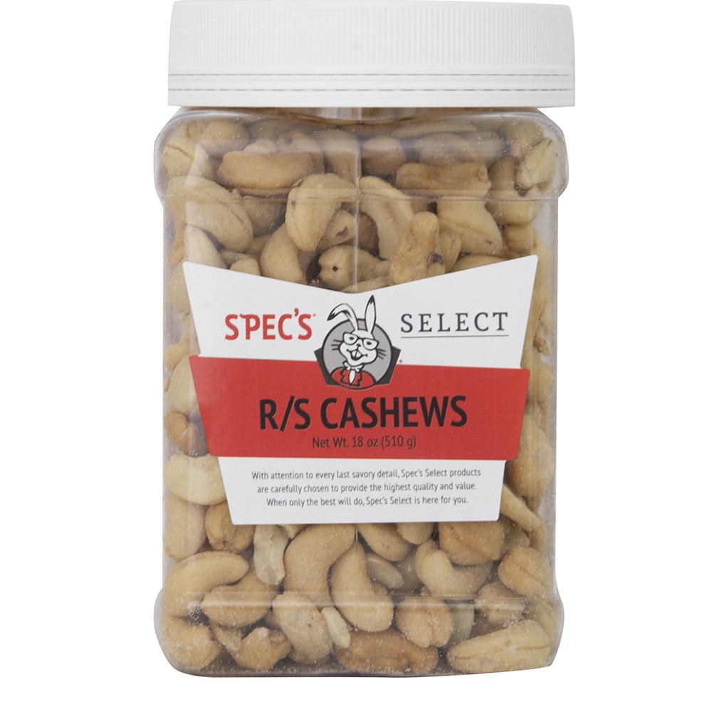 slide 1 of 1, Spec's Roasted & Salted Cashew Snacks In Jar, 18 oz