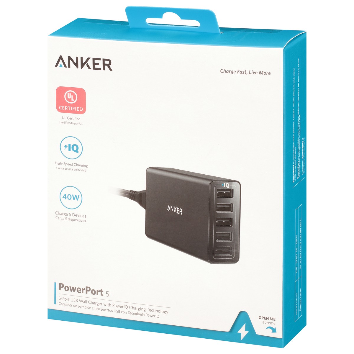 slide 9 of 11, Anker PowerPort 5 USB Wall Charger 1 ea, 1 ea