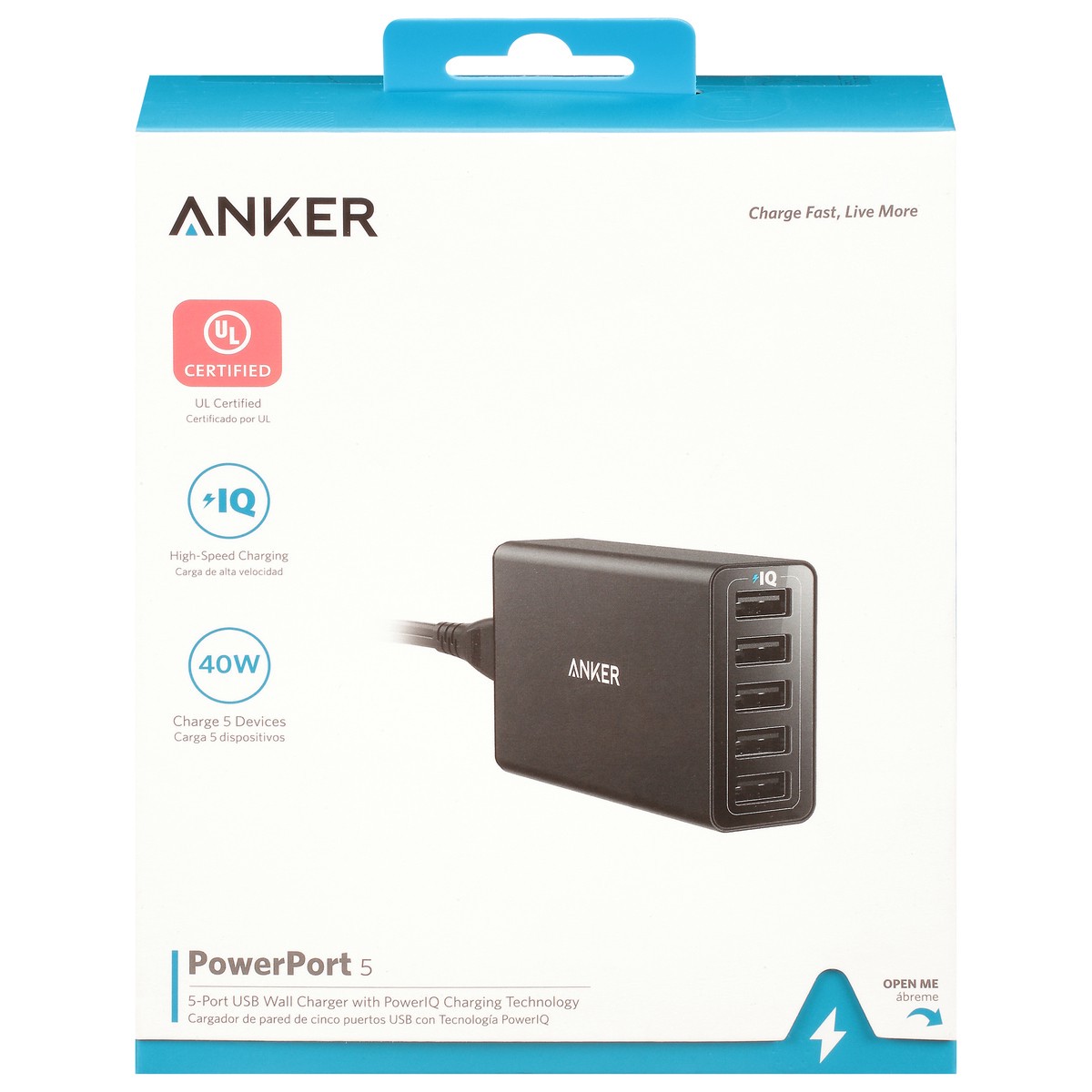 slide 1 of 11, Anker PowerPort 5 USB Wall Charger 1 ea, 1 ea