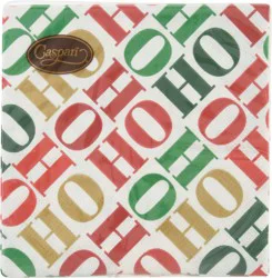 Caspari Triple-Ply Ho Ho Ho White Napkins 20 ea