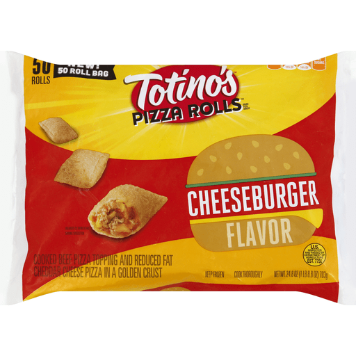 slide 2 of 2, Totino's Cheeseburger Flavor Pizza Rolls Pizza Snacks, 50 ct