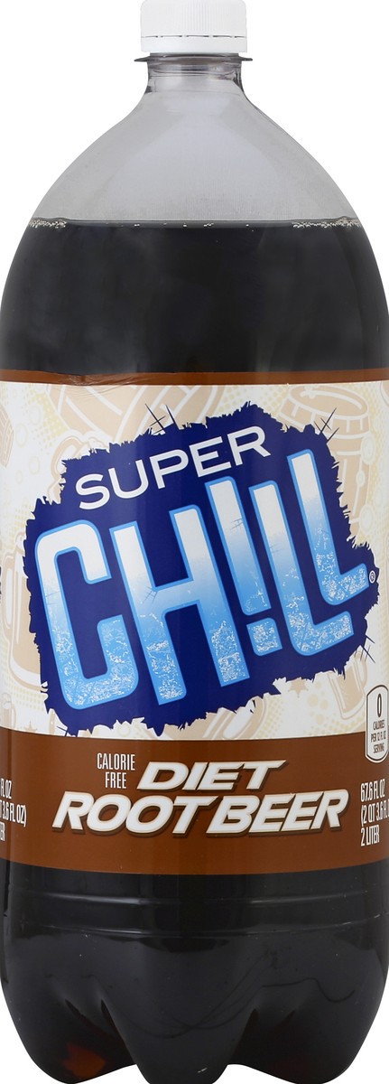 slide 3 of 7, Super Chill Root Beer Diet Soda - 2 liter, 67.6 oz
