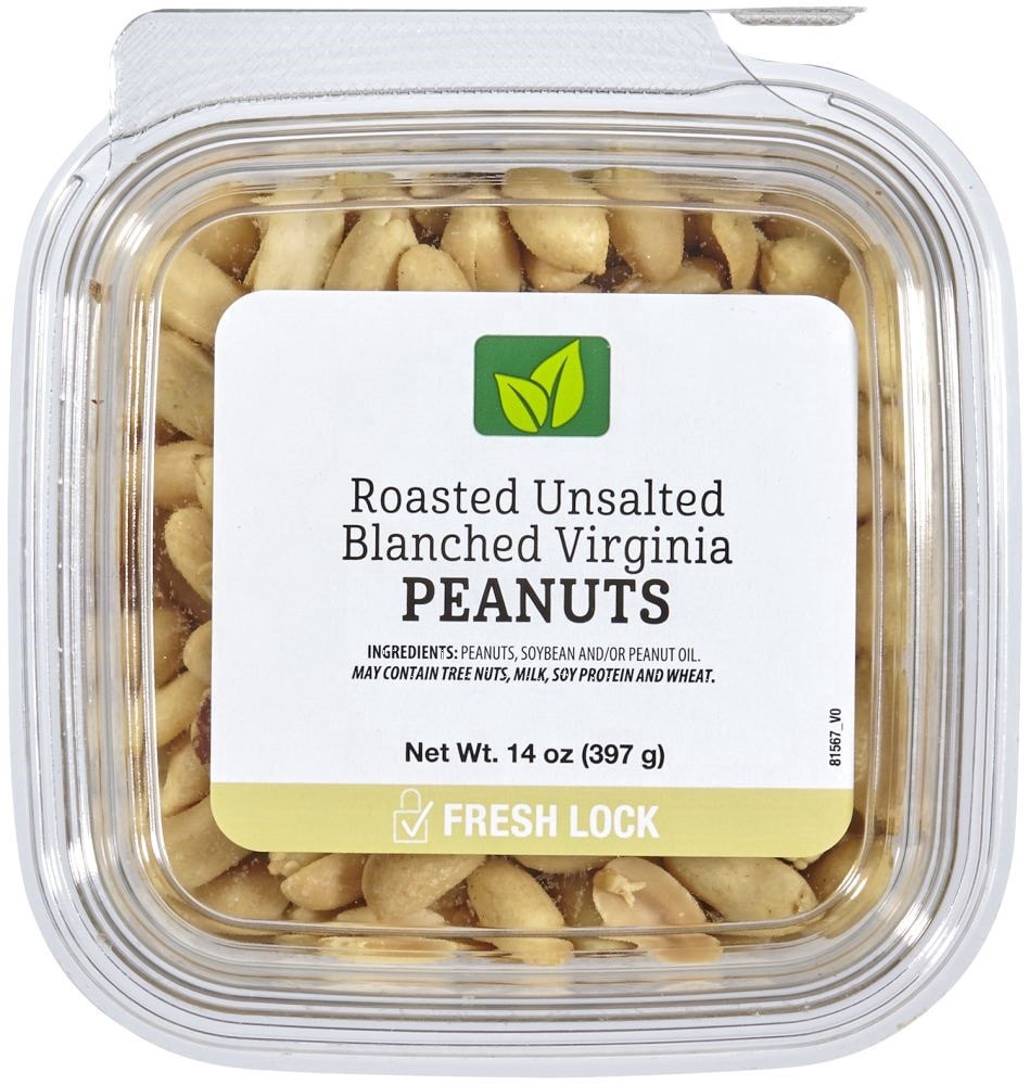 slide 1 of 2, Roasted Unsalted Blanched Virginia Peanuts, 14 oz