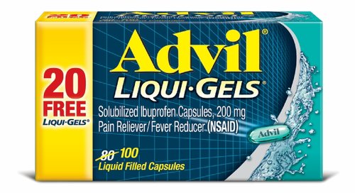 slide 1 of 1, Advil Liqui-Gels Pain Reliever/Fever Reducer Capsules, 100 ct