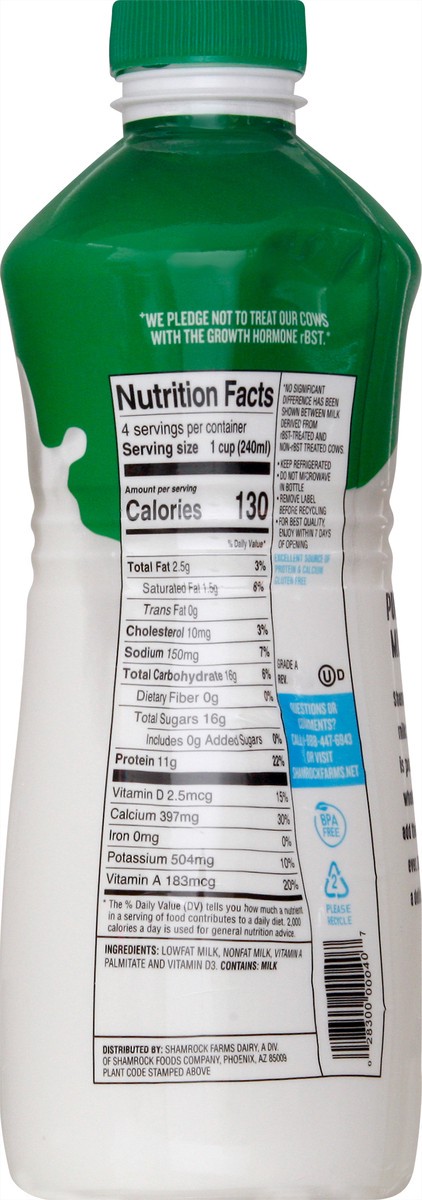 slide 2 of 12, Shamrock Farms 1% Lowfat Milk - 1 qt, 1 qt