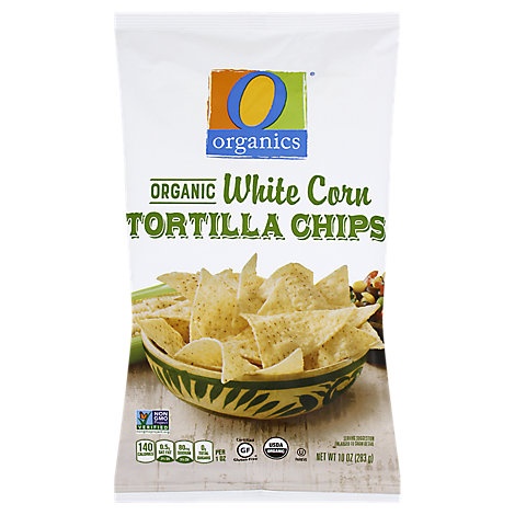 slide 1 of 1, O Organics Organic Tortilla Chips White Corn, 10 oz