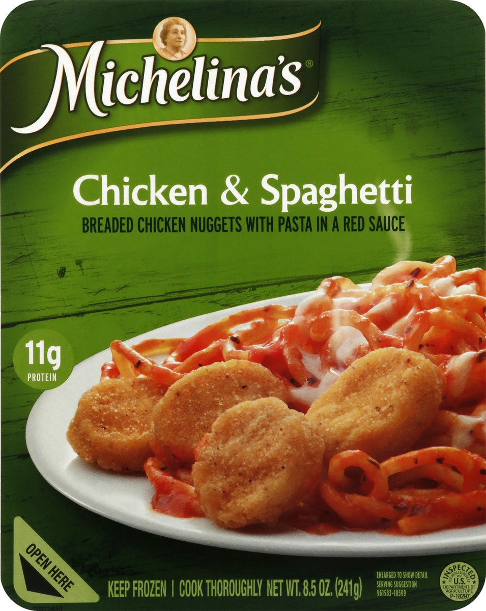 slide 1 of 9, Michelina's Chicken & Spaghetti, 8.5 oz