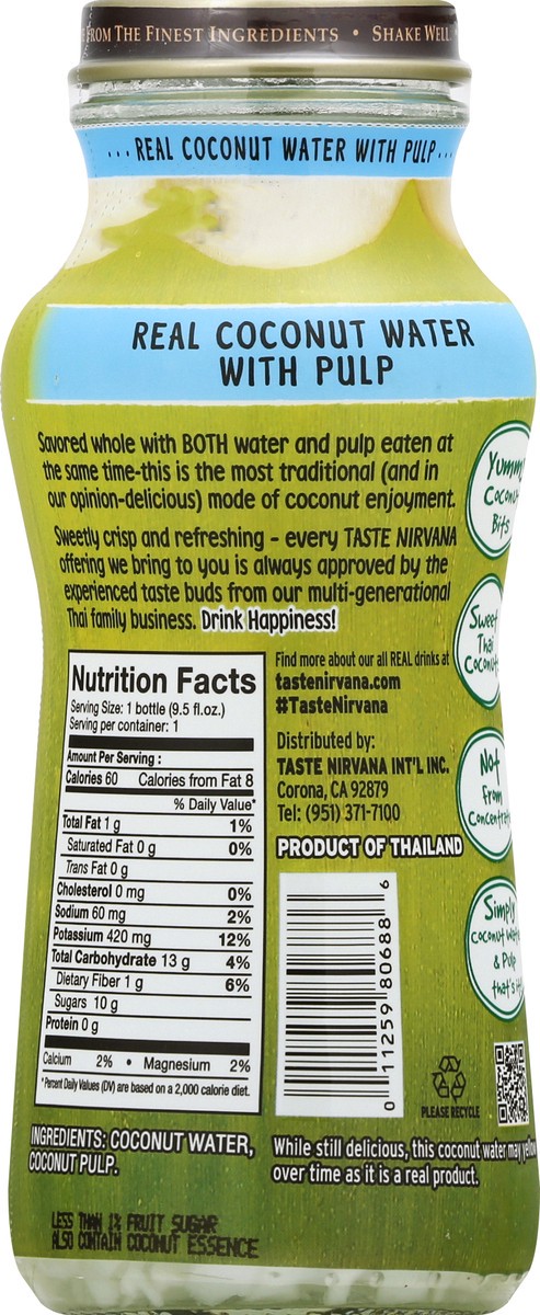 slide 9 of 13, Taste Nirvana Coconut Water With Pulp, 9.5 fl oz