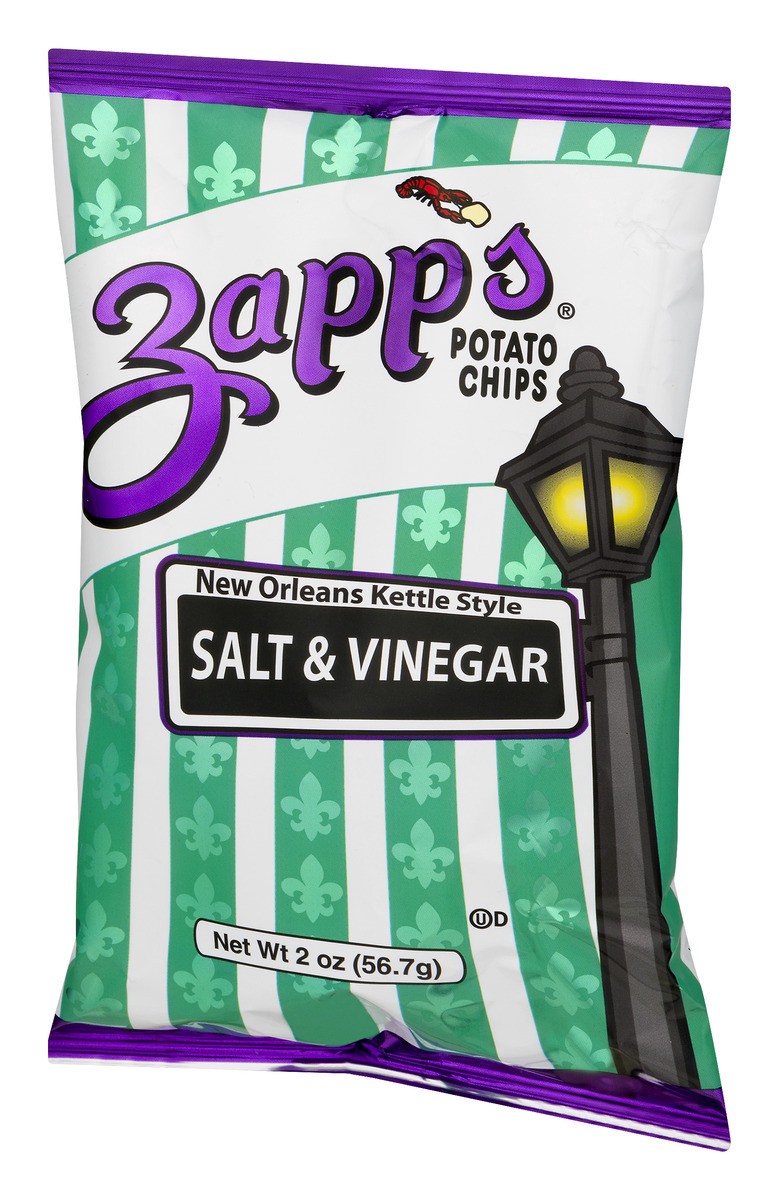 slide 4 of 9, Zapp's New Orleans Kettle Style Potato Chips Salt & Vinegar, 2 oz