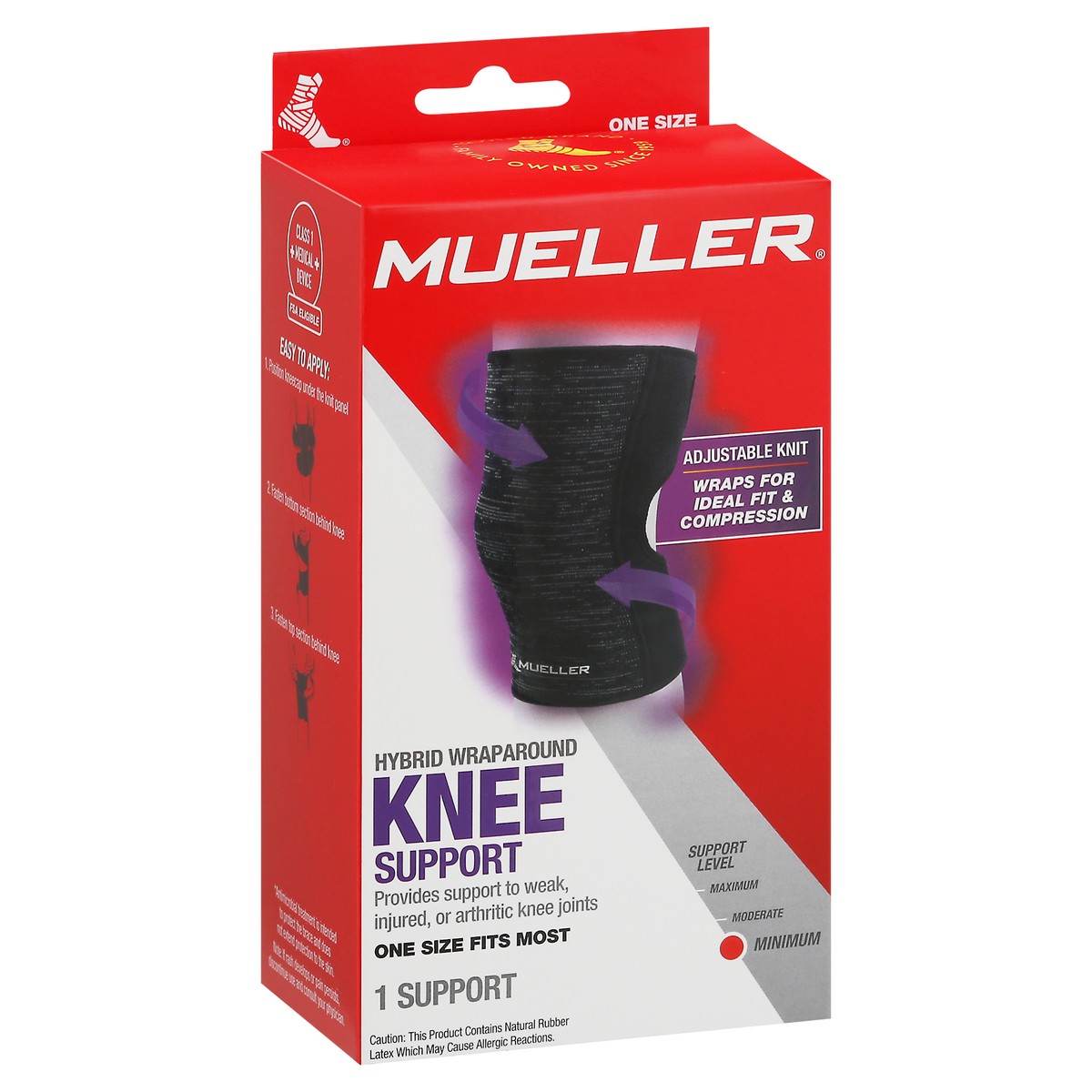 slide 12 of 12, Mueller One Size Minimum Hybrid Wraparound Knee Support 1 ea, 1 ct