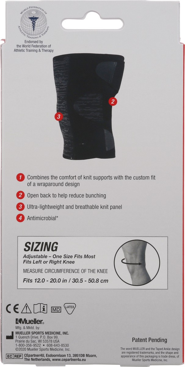 slide 2 of 12, Mueller One Size Minimum Hybrid Wraparound Knee Support 1 ea, 1 ct