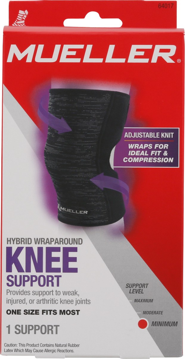 slide 8 of 12, Mueller One Size Minimum Hybrid Wraparound Knee Support 1 ea, 1 ct