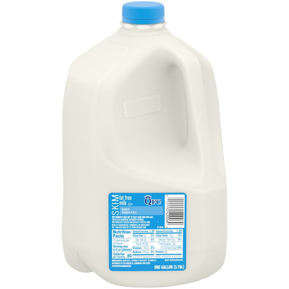 slide 1 of 1, QFC Fat Free Skim Milk, 1 gal