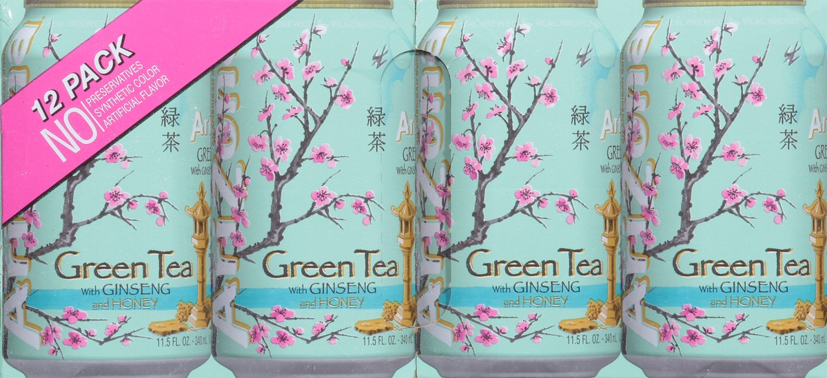 slide 11 of 15, AriZona Ginseng and Honey Green Tea 12 - 11.5 fl oz Cans, 12 ct; 11.5 oz