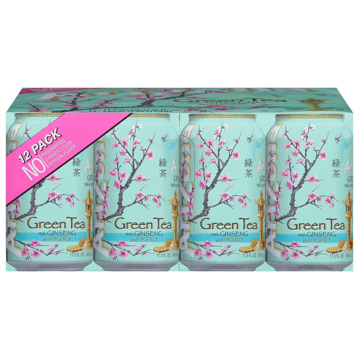 slide 7 of 15, AriZona Ginseng and Honey Green Tea 12 - 11.5 fl oz Cans, 12 ct; 11.5 oz