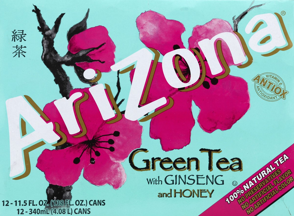 slide 4 of 7, AriZona Green Tea 12 ea, 12 ct; 11.5 oz