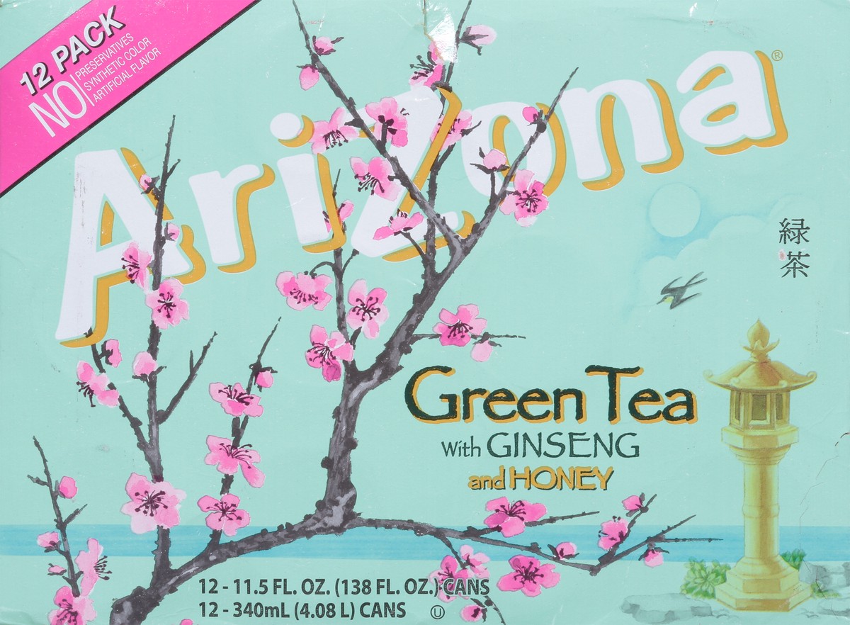 slide 4 of 15, AriZona Ginseng and Honey Green Tea 12 - 11.5 fl oz Cans, 12 ct; 11.5 oz