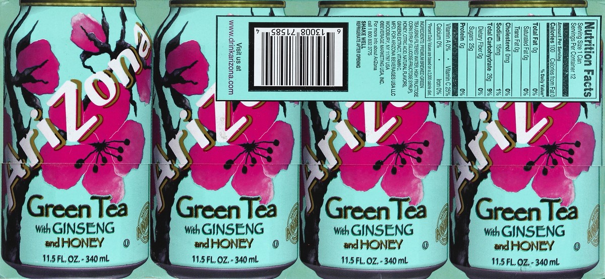 slide 6 of 7, AriZona Green Tea 12 ea, 12 ct; 11.5 oz