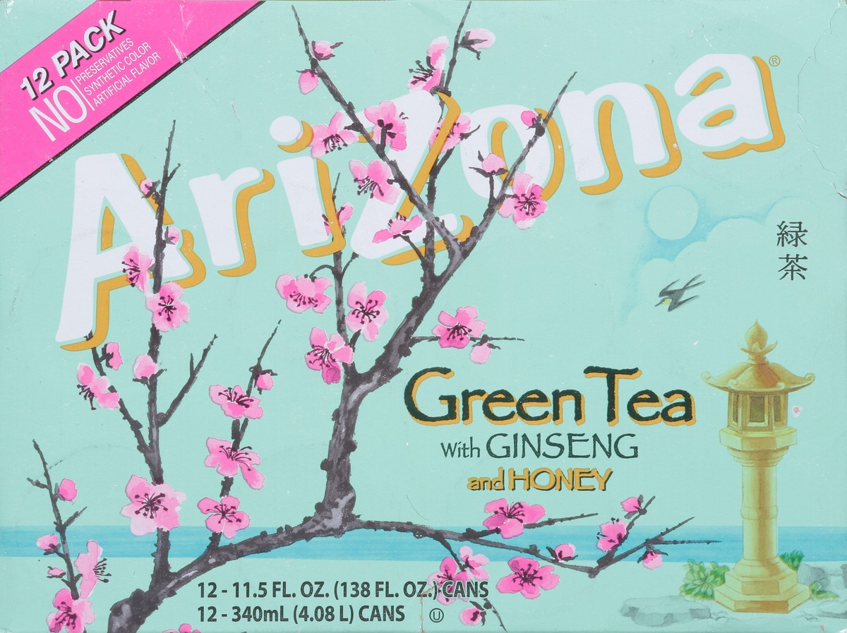 slide 5 of 15, AriZona Ginseng and Honey Green Tea 12 - 11.5 fl oz Cans, 12 ct; 11.5 oz