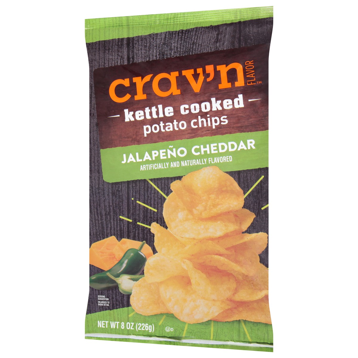 slide 7 of 9, Crav'n Flavor Kettle Cooked Jalapeno Cheddar Potato Chips 8 oz, 8 oz