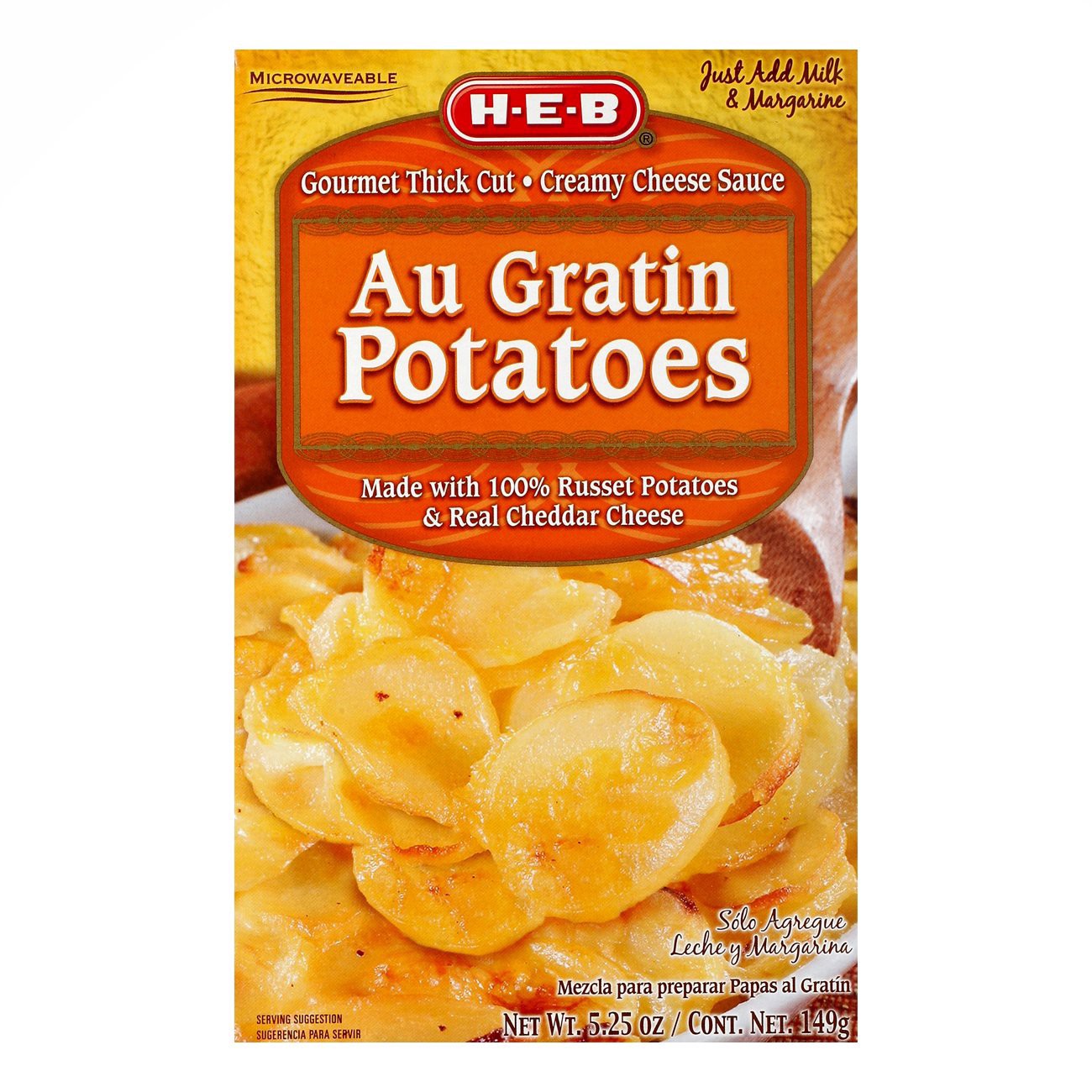 slide 1 of 1, H-E-B Potatoes, Au Gratin, 5.25 oz