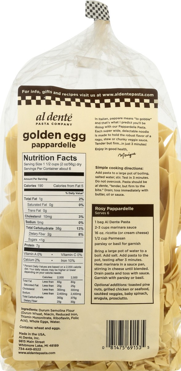 slide 5 of 9, Al Dente Golden Egg Pappardelle Noodles 12 oz, 12 oz