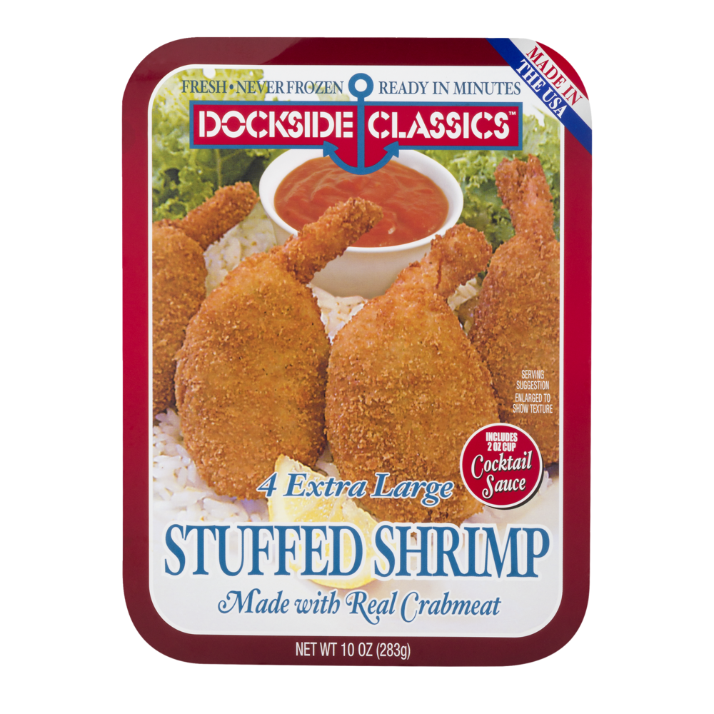 slide 1 of 1, Dockside Classics frozen extra large stuffed shrimp, 10 oz