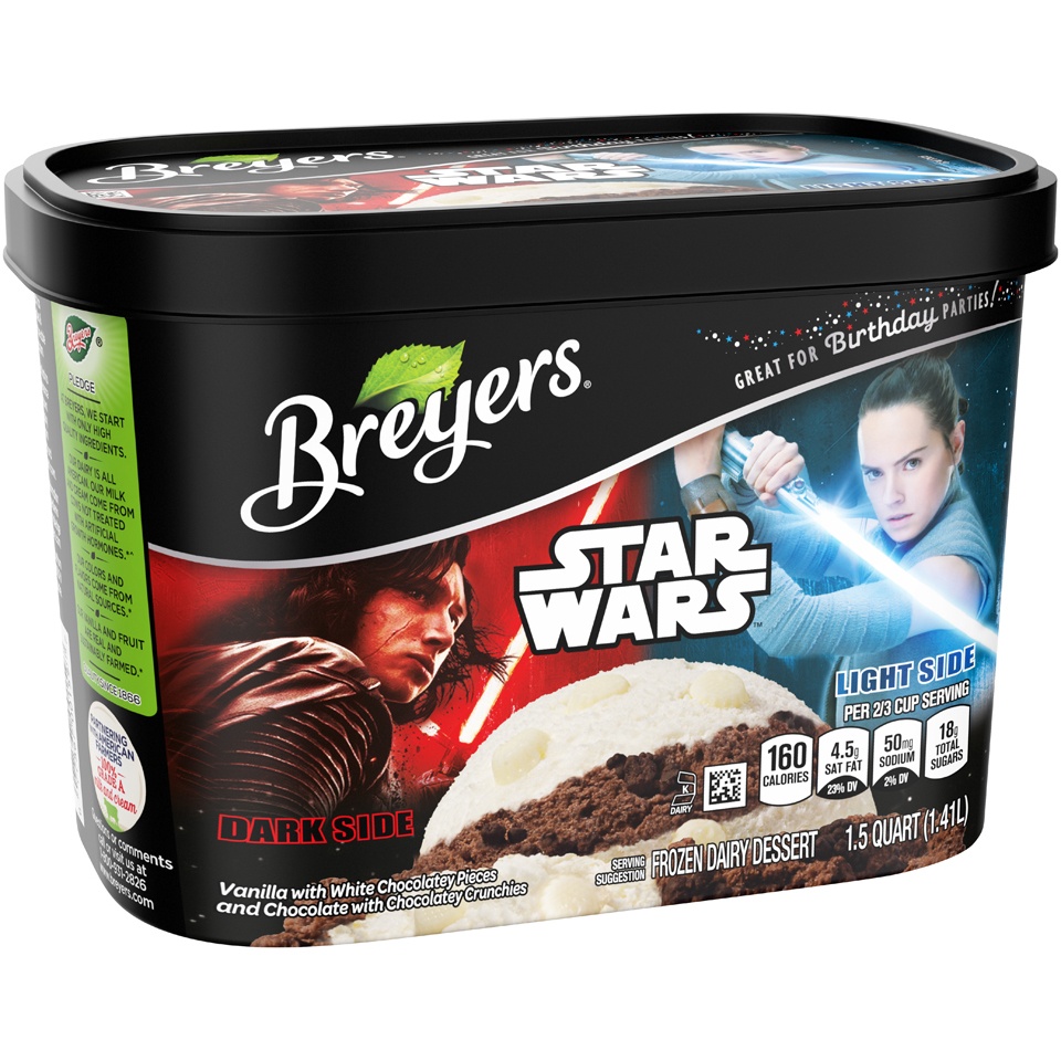 slide 2 of 3, Breyers Star Wars Dark Side Light Side Frozen Dairy Dessert, 48 fl oz