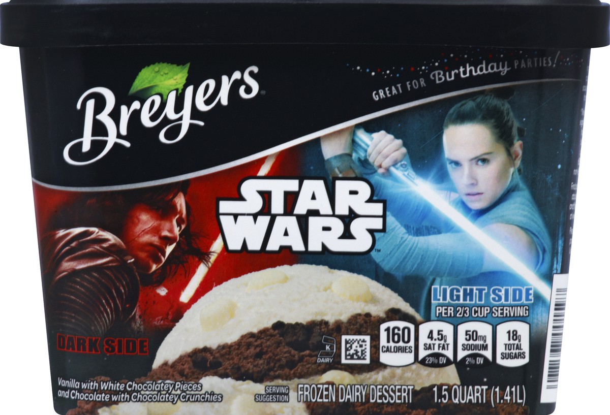 slide 4 of 4, Breyers Star Wars Dark Side Light Side Frozen Dairy Dessert, 48 fl oz