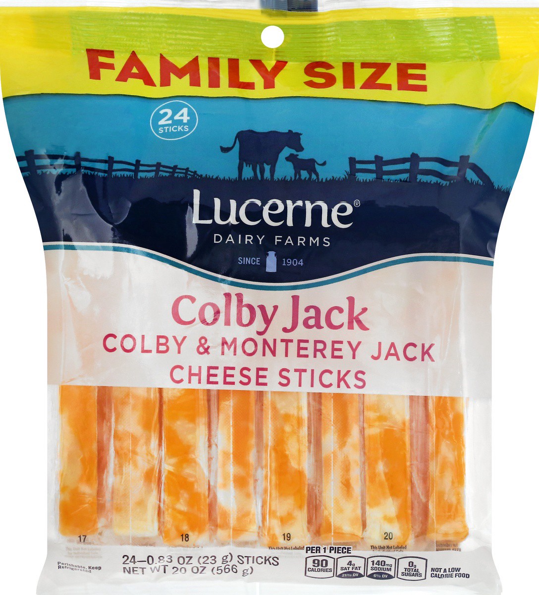 slide 6 of 9, Lucerne Dairy Farms Family Size Colby Jack Cheese Sticks 24 ea, 24 ct