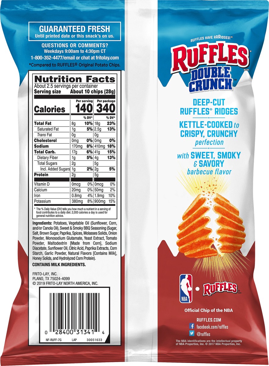 slide 3 of 3, Ruffles Sweet & Smoky BBQ Flavored Potato Chips 2.375 oz, 2.38 oz