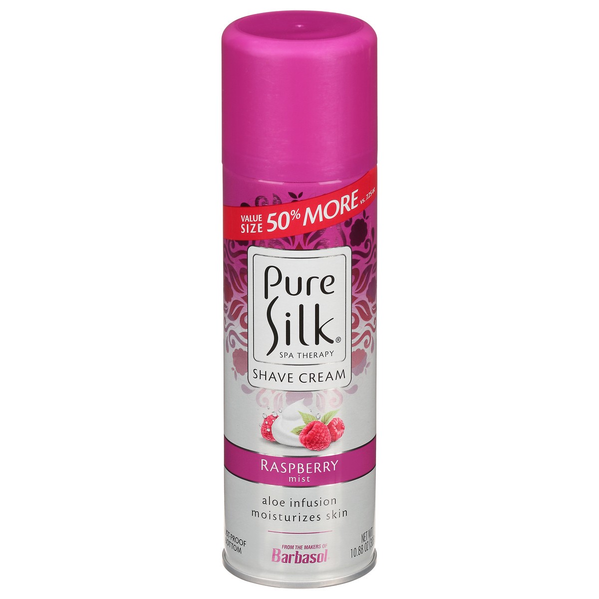 slide 1 of 9, Pure Silk Spa Therapy Raspberry Mist Shave Cream Value Size 10.88 oz, 10.88 oz