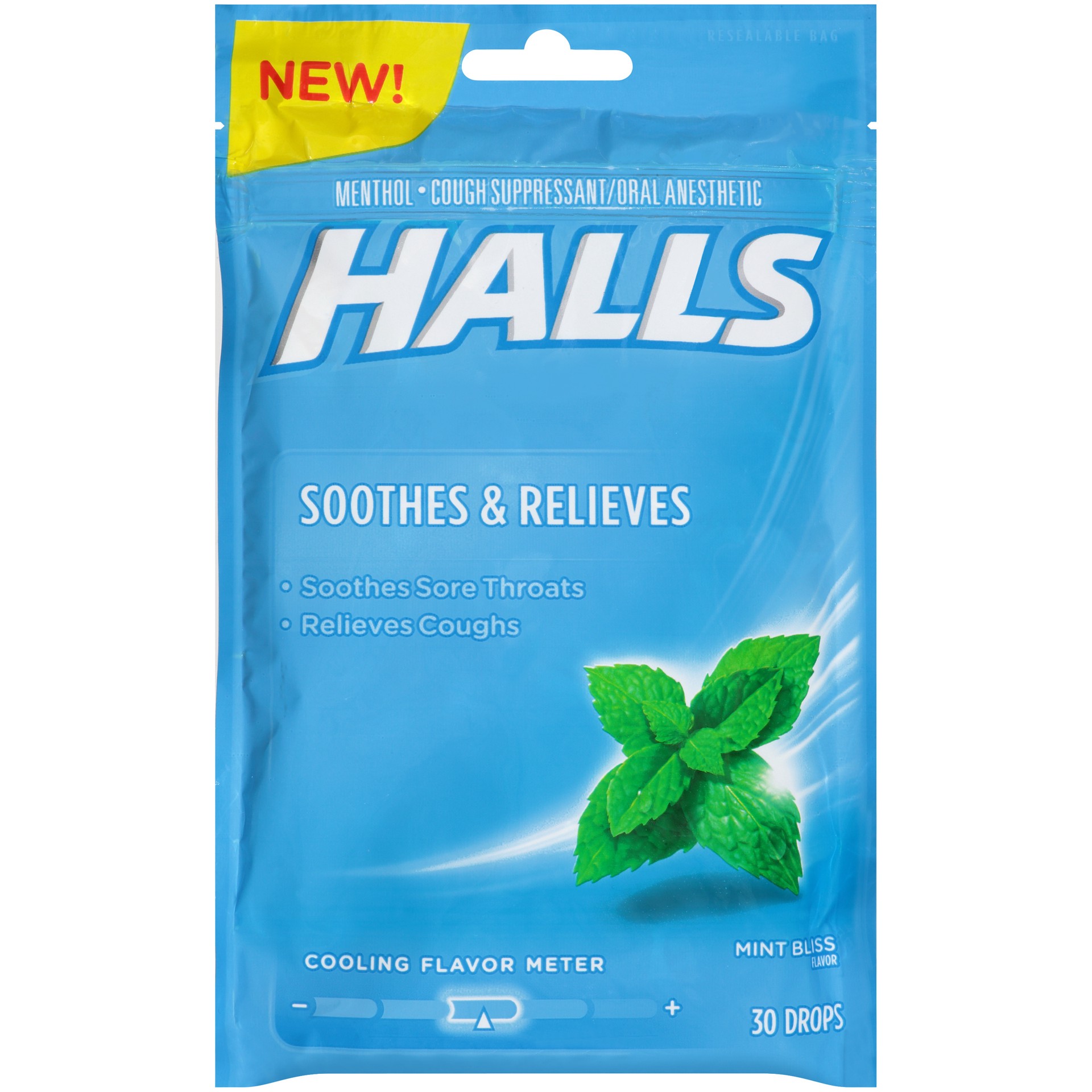 slide 1 of 5, 30Pc Halls Mint Bliss Bag, 3.28 oz