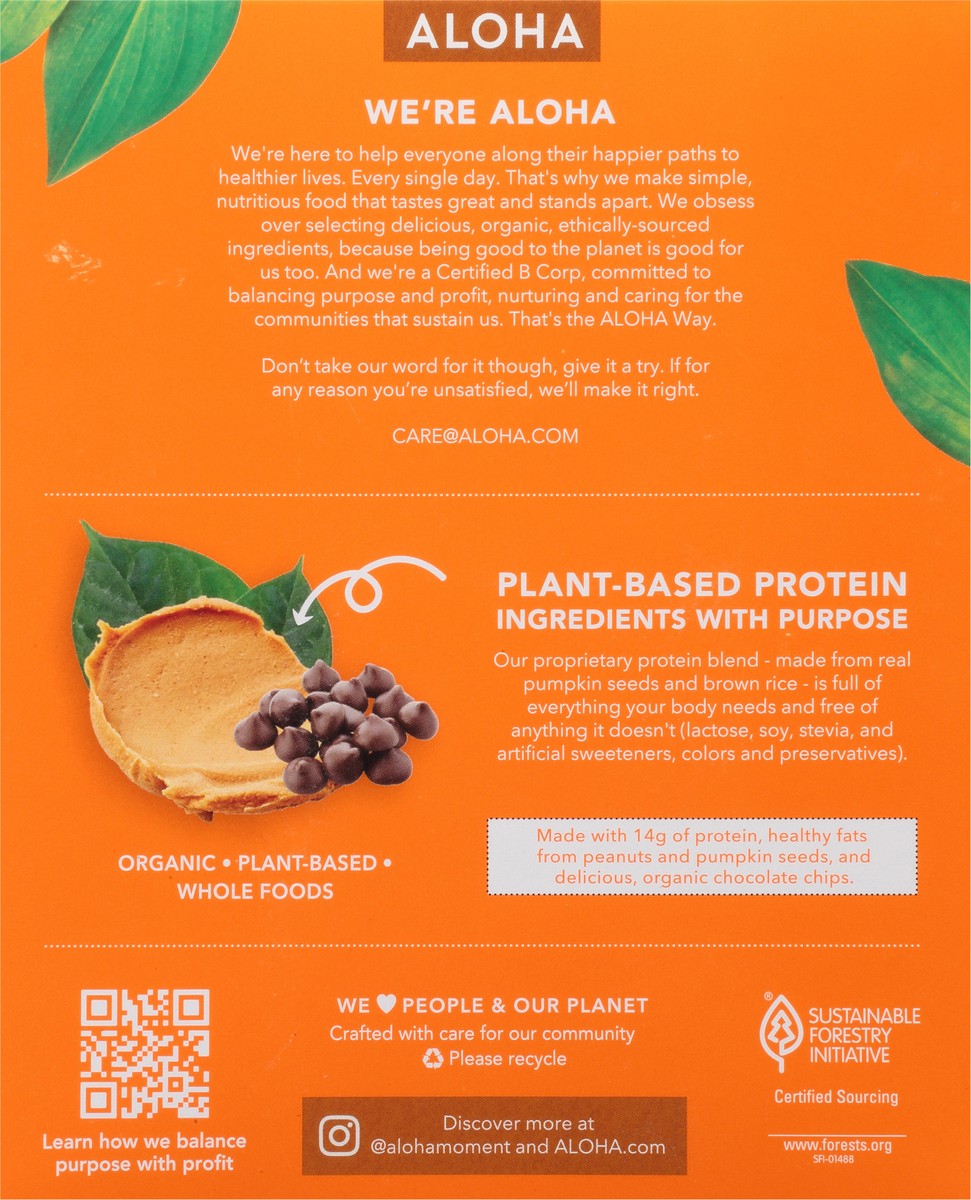 slide 13 of 13, Aloha Peanut Butter Chocolate Chip Protein Bars 5 - 1.98 oz Bars, 5 ct