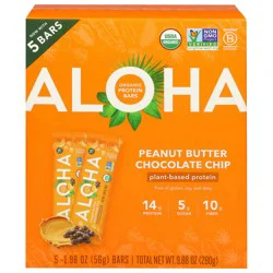 Aloha Organic Peanut Butter Chocolate Chip Protein Bars - 5 - 1.98 oz Bars