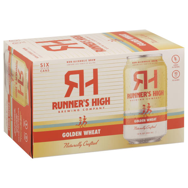 slide 1 of 1, Runner's High Brewing Company Non-Alcoholic Golden Wheat Beer 6 - 12 fl oz Cans, 6 ct