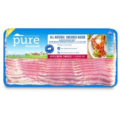 slide 1 of 1, Farmland Pure All Natural Uncured Bacon Applewood Smoked Classic Cut, 10 oz
