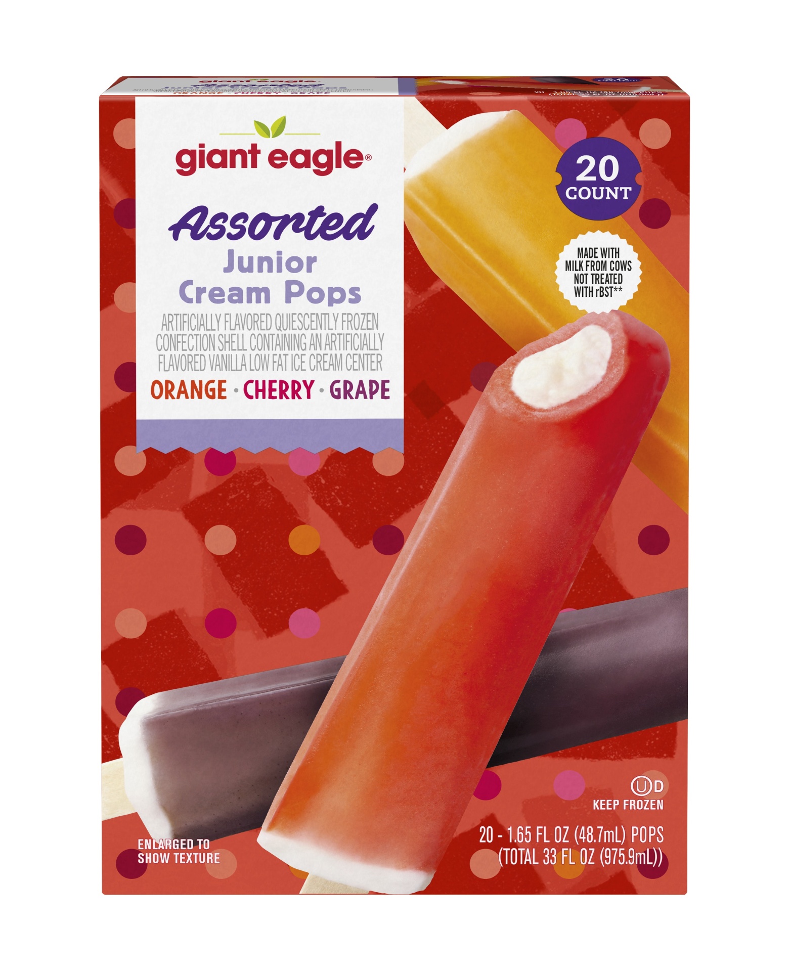 slide 1 of 1, Giant Eagle Assorted Junior Cream Pops, 20 ct
