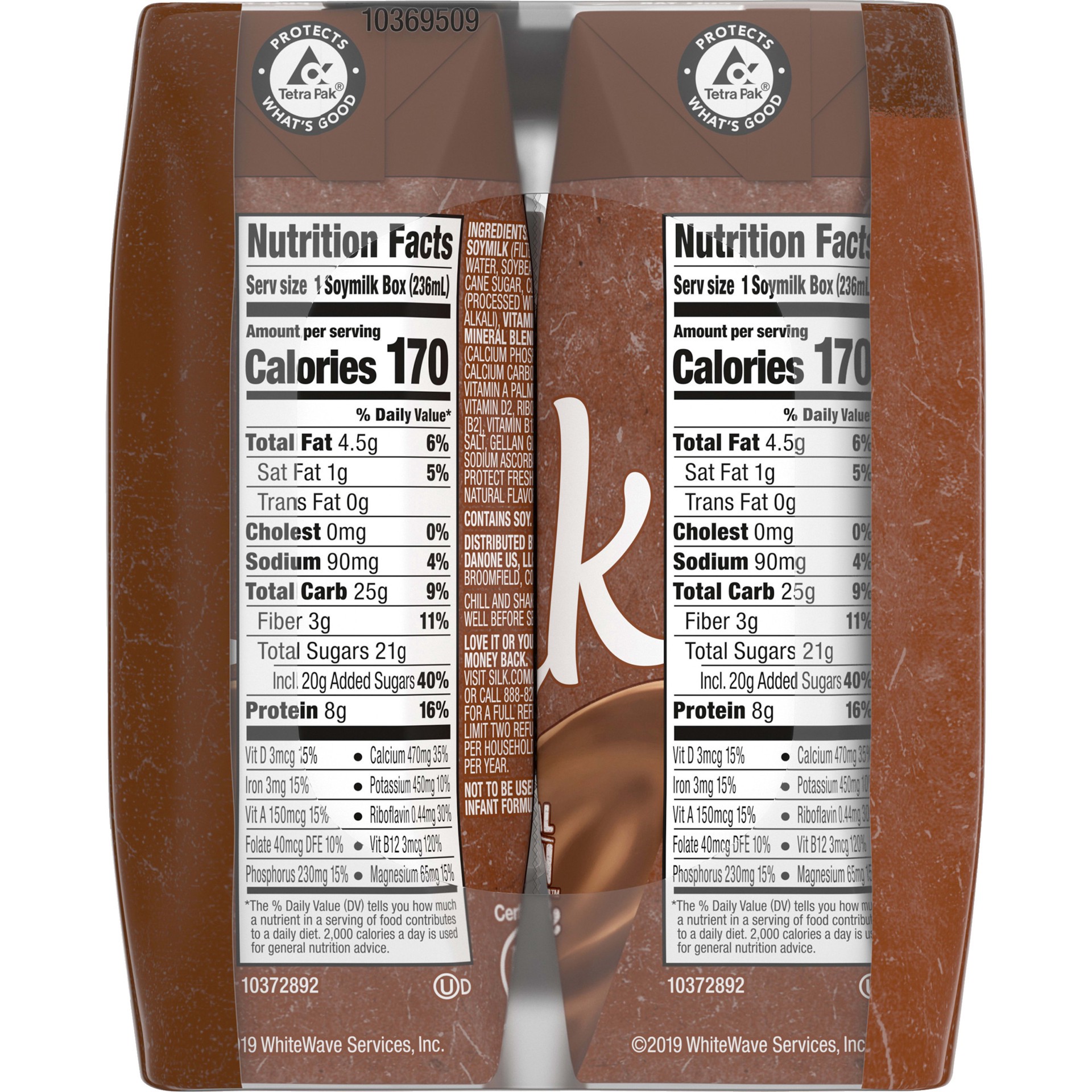 slide 5 of 5, Silk Soy Milk, Chocolate, Shelf Stable, Dairy Free, Lactose Free, Vegan Milk with 8g Protein per Serving, 8 FL OZ Carton, 6 Ct, 8 fl oz