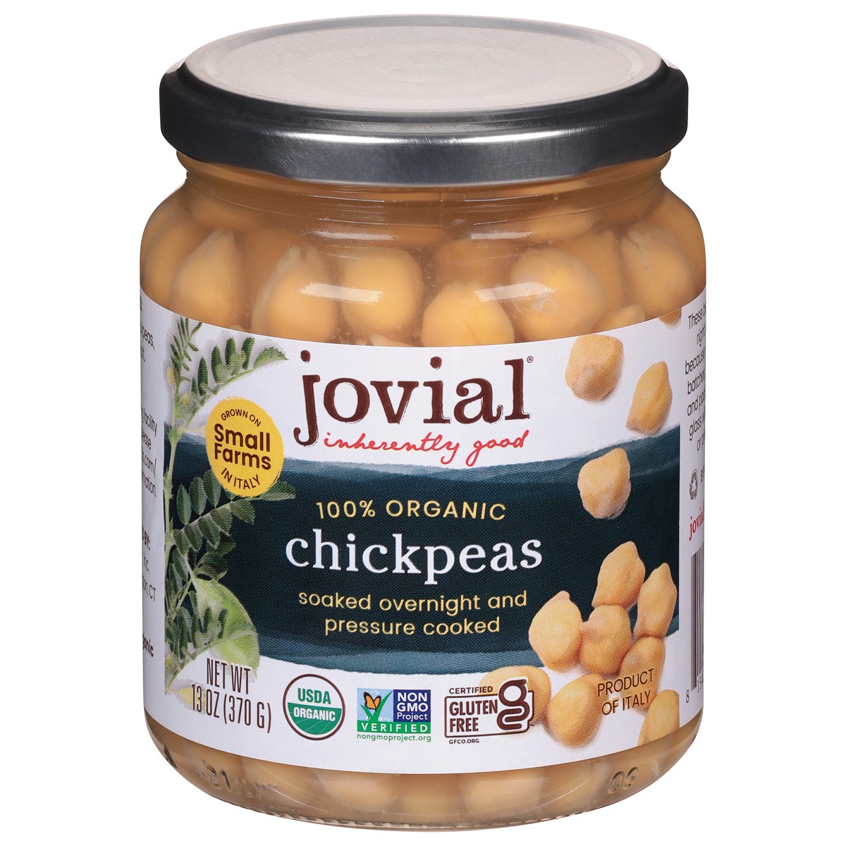 slide 1 of 9, Jovial Chickpeas, 13 oz