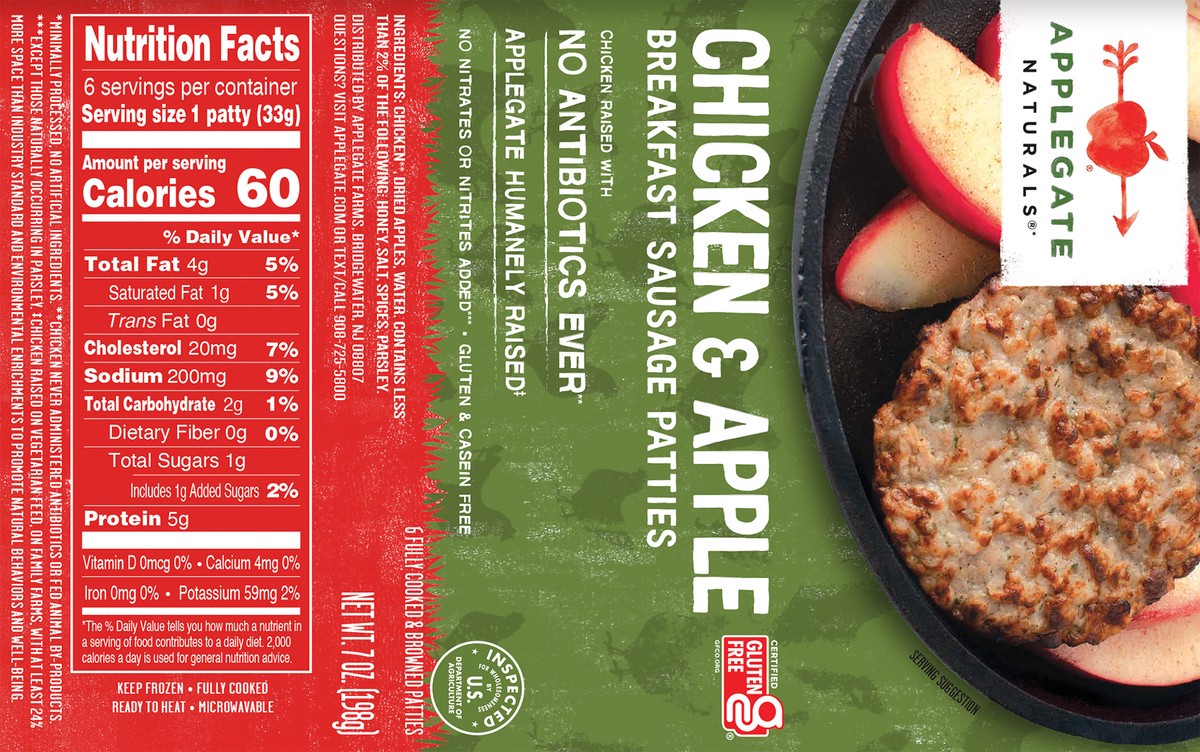 slide 4 of 9, Applegate Breakfast Sausage Patties, 7.0 oz