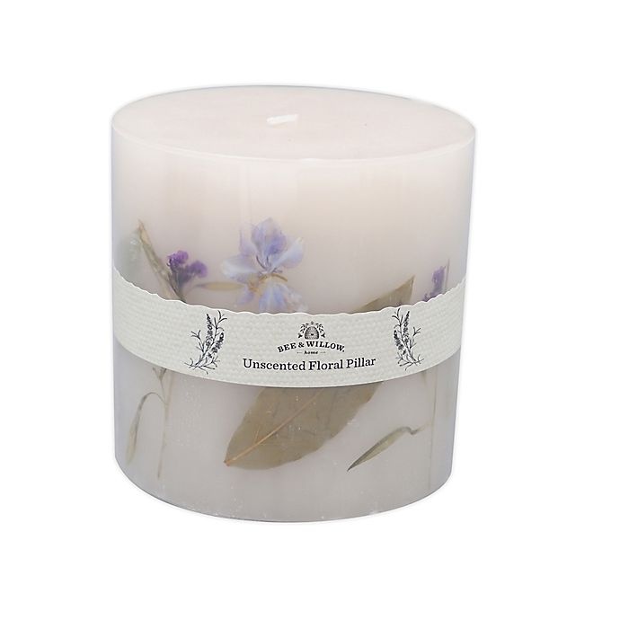 slide 1 of 1, Bee & Willow Home Flower Spring Unscented Pillar Candle - Blue, 24 oz