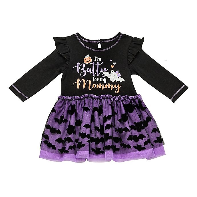 slide 1 of 1, Baby Starters Newborn Halloween Batty Dress - Black, 1 ct
