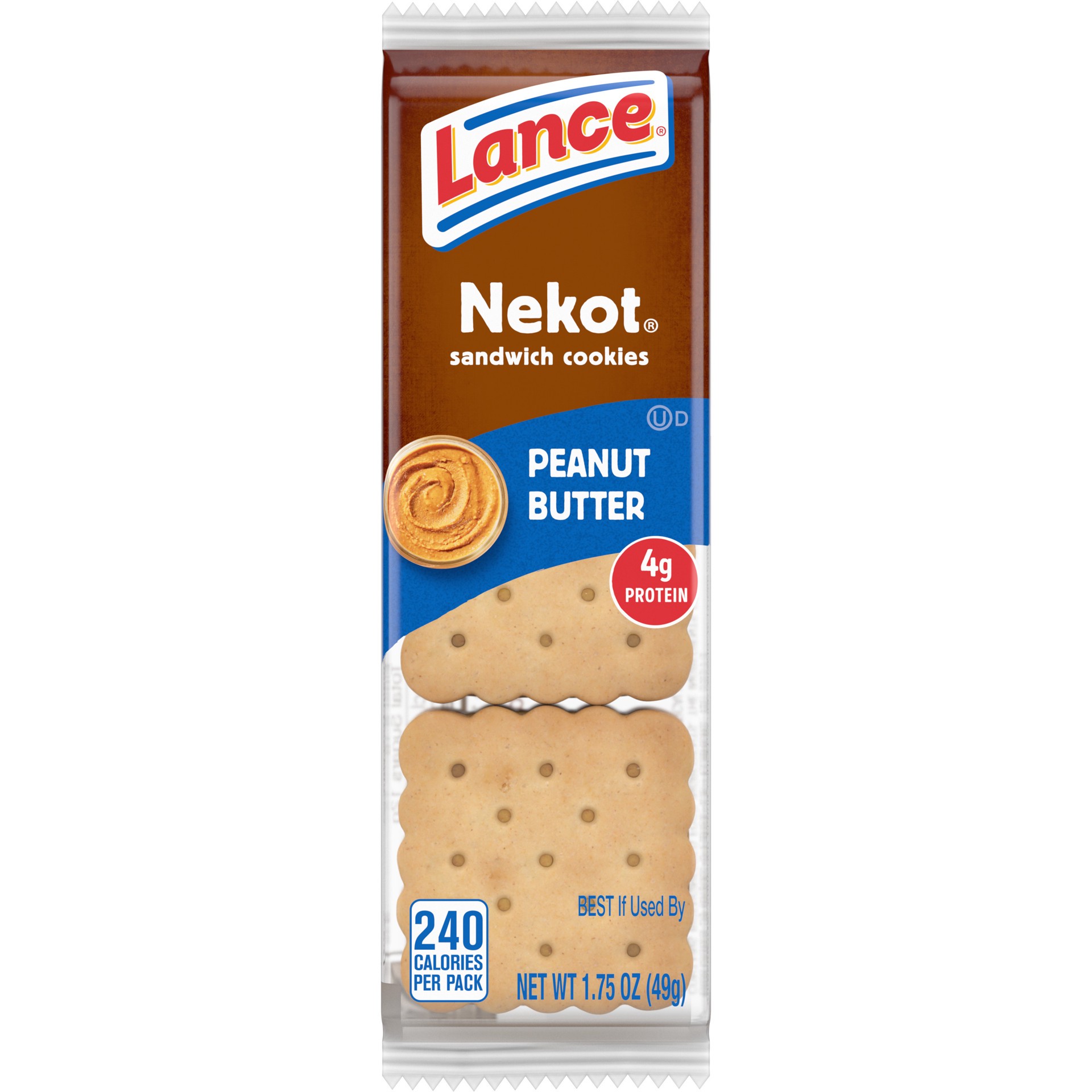slide 1 of 5, Lance Sandwich Cookies, Nekot Peanut Butter, Individual Snack Pack, 6 Sandwiches, 1.75 oz
