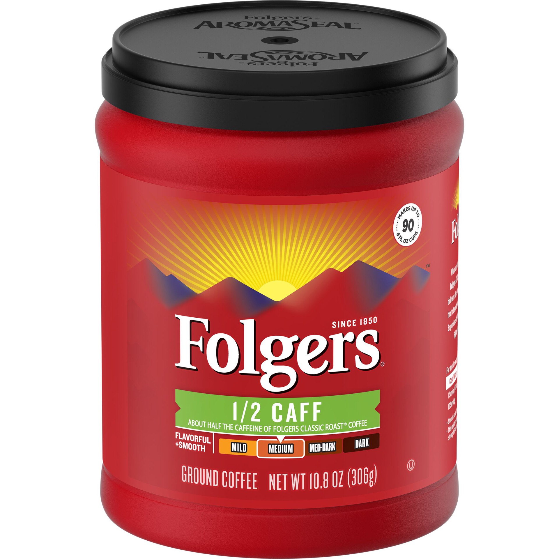 slide 4 of 4, Folgers Half Caffeine Ground - 10.8 oz, 10.8 oz