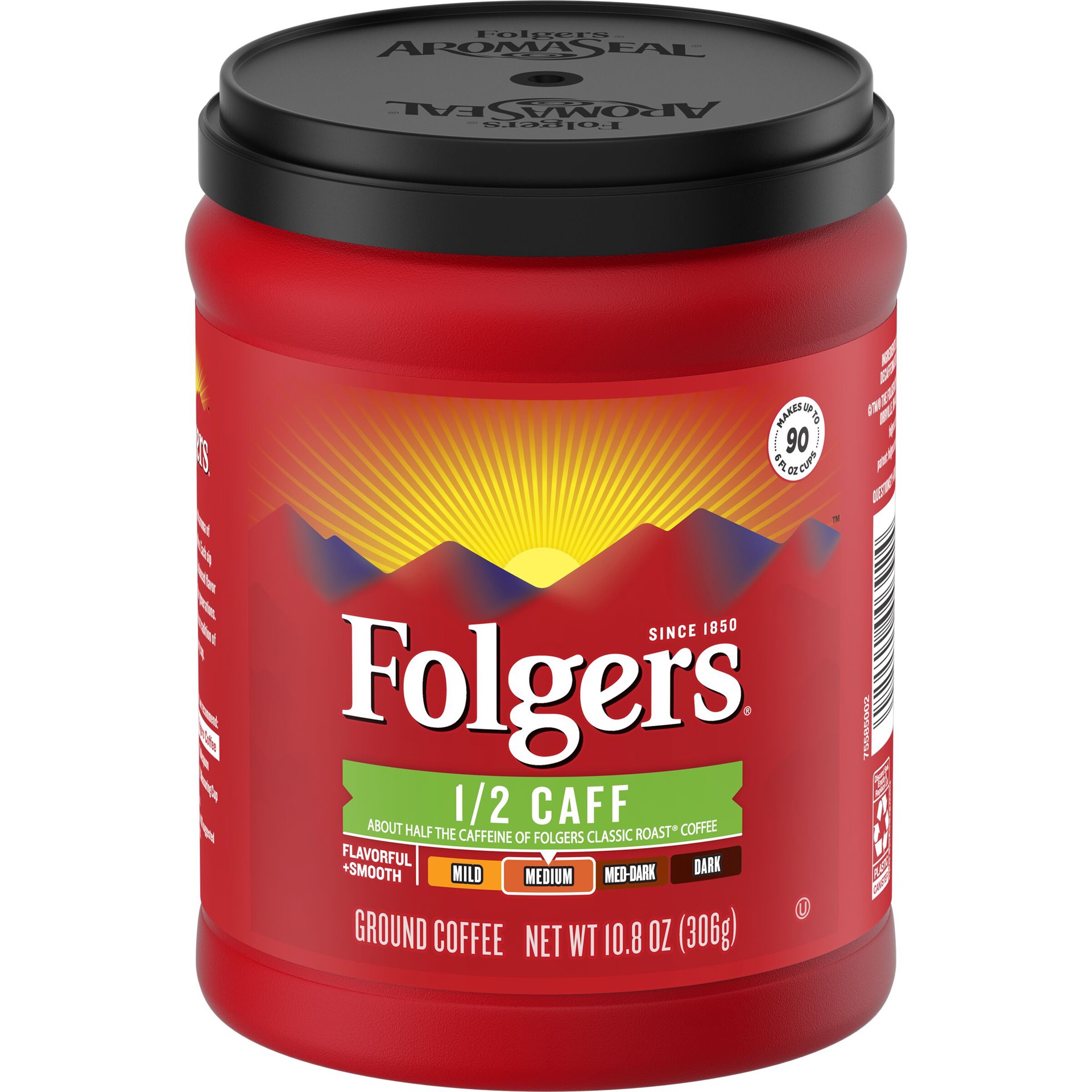 slide 1 of 4, Folgers Half Caffeine Ground - 10.8 oz, 10.8 oz