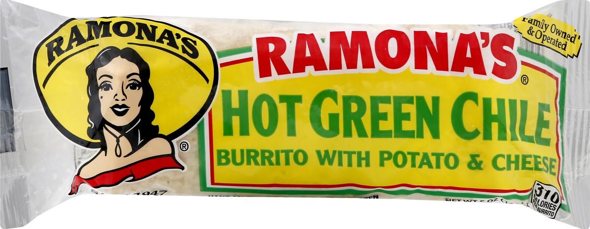 slide 1 of 9, Ramona's Hot Green Chile Burrito 5 oz, 5 oz