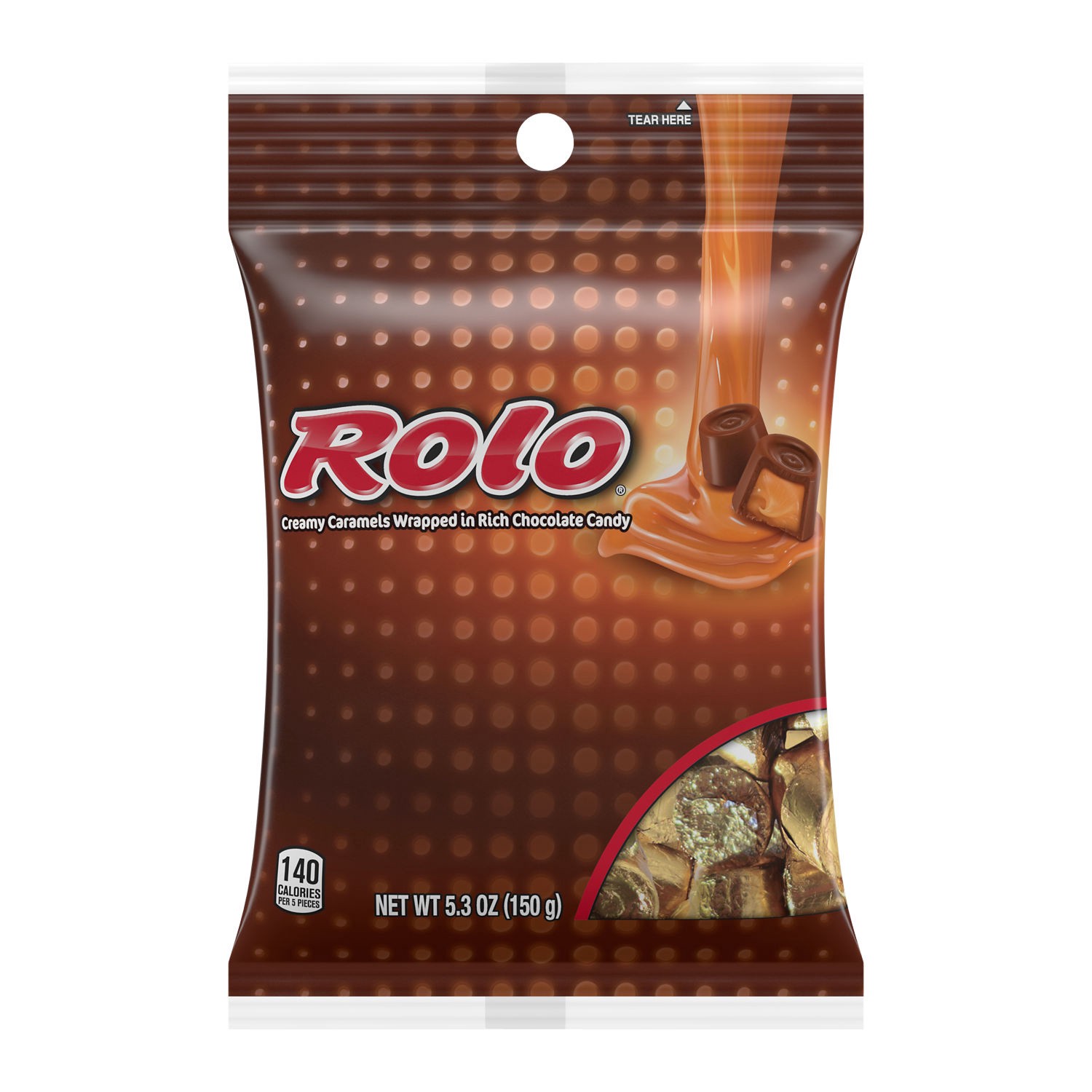 slide 1 of 2, Rolo Creamy Caramels Wrapped in Rich Chocolate Candy, Individually Wrapped, Gluten Free, 5.3 oz, Bag, 5.3 oz