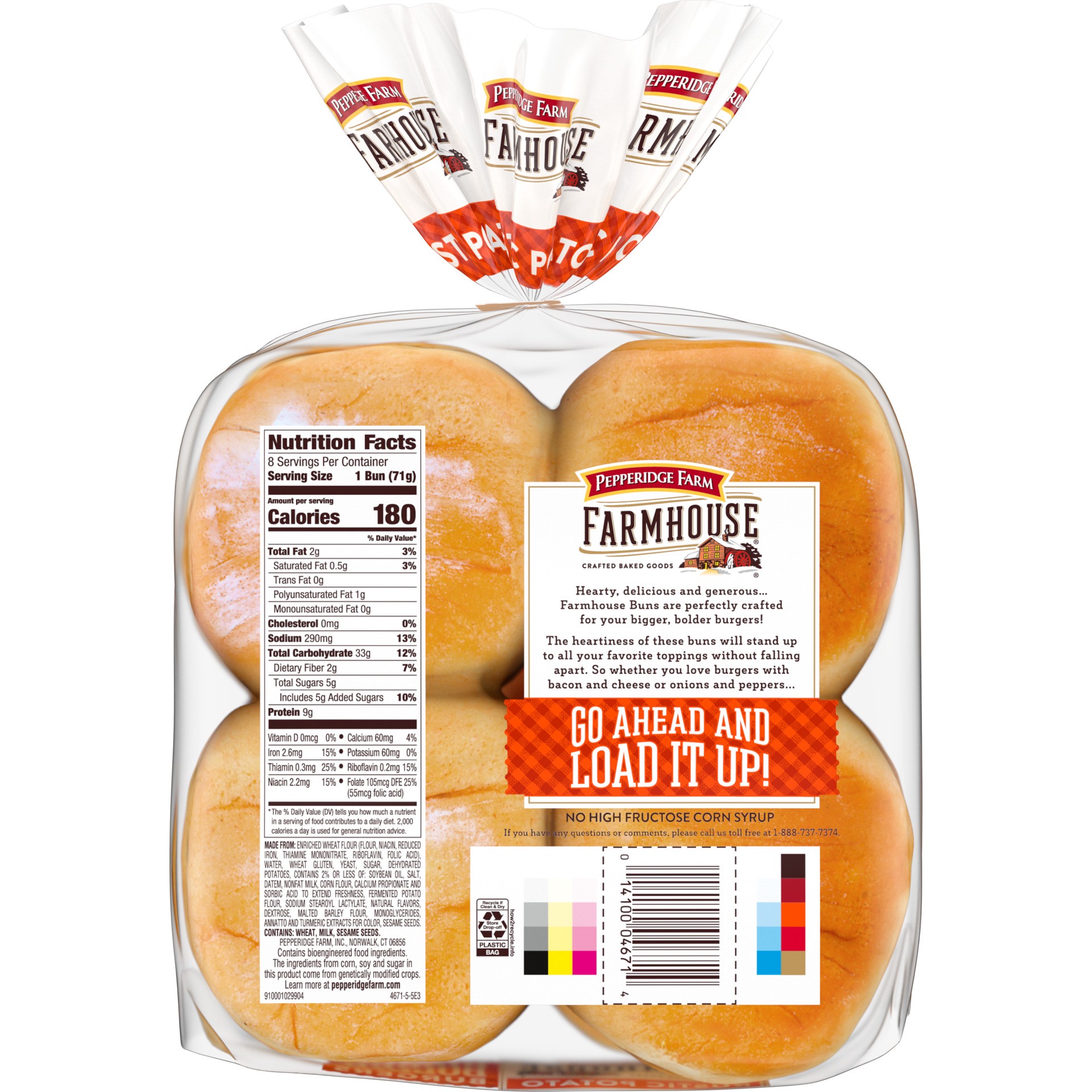 slide 4 of 5, Pepperidge Farm Farmhouse Rustic Potato Hamburger Buns, 8-Pack Bag, 20 oz